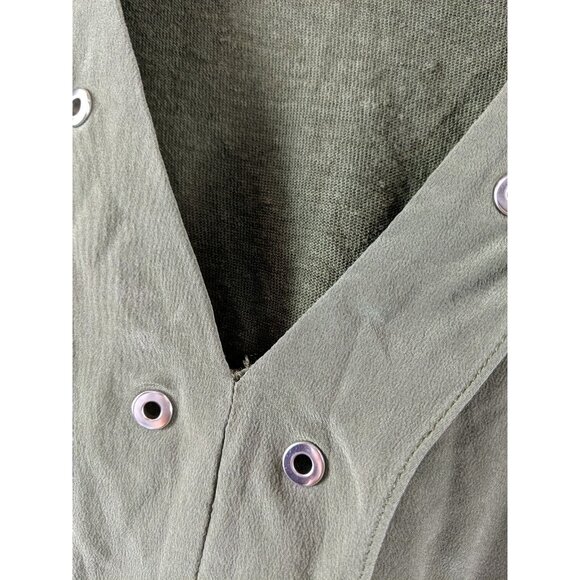 Sandro Paris Women's Green Linen Long Sleeve Silk Detail Size 1 - Picture 5 of 9